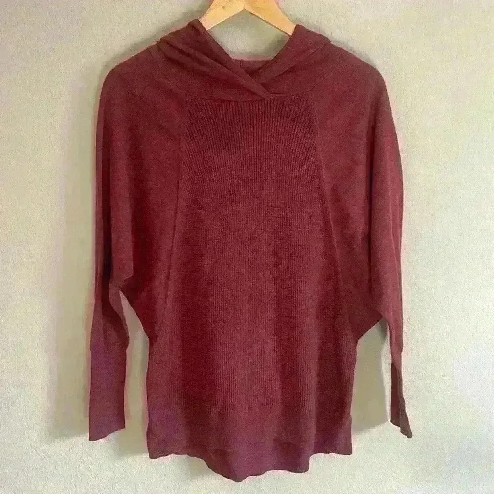 Cynthia Rowley Active Soft Marroon Hooded Sweater Women's Size Large